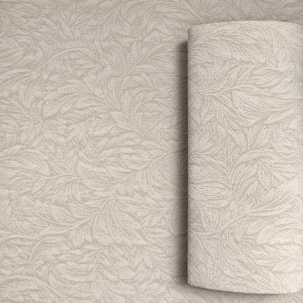 Xpro Home 2083-1 Moonlit Ivory Misty Isle Forest textured blackout curtain fabric detail