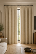 Xpro Home 2679-4 Warm Beige custom blackout curtains in a warm modern living room