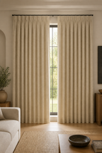 Xpro Home 2679-4 Warm Beige custom blackout curtains in a warm modern living room