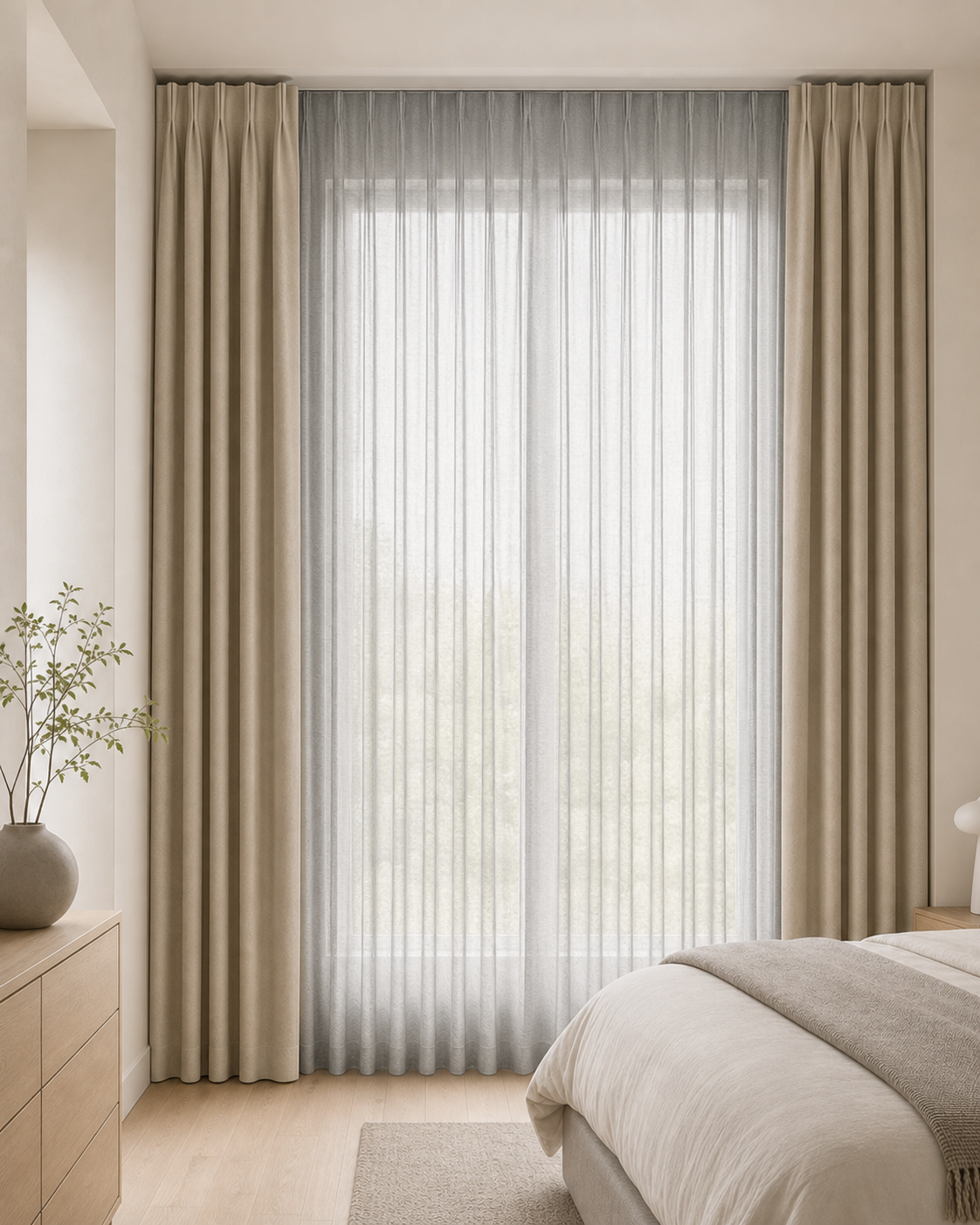 6101 sheer and 6109 chenille blackout layered custom curtain set