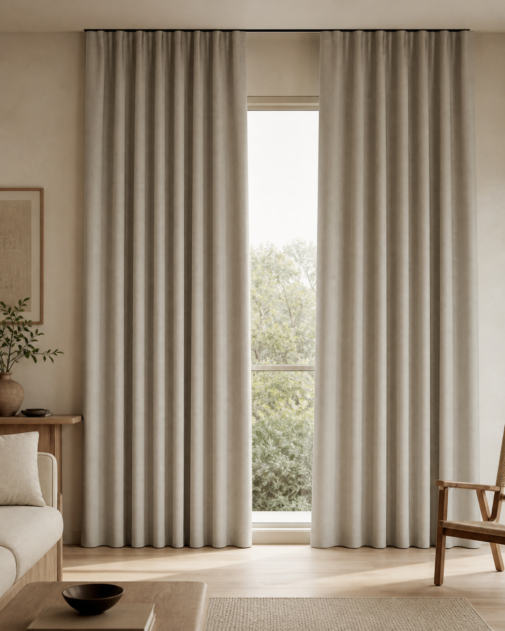 6112 Textured Linen-Look Custom Curtain | 70% Light Blocking