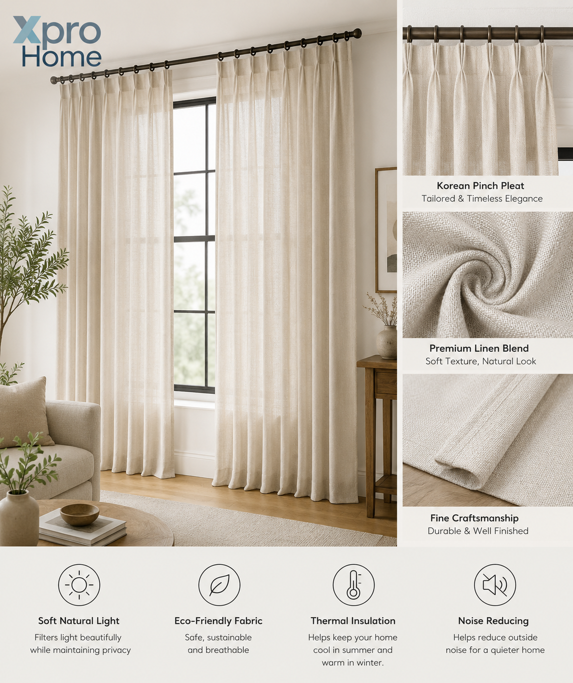 6111 Heavyweight Linen-Look Custom Curtain