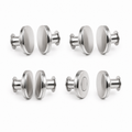 Four pairs of removable magnetic curtain closure pins in polished silver