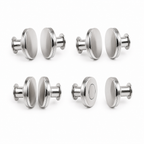 Four pairs of removable magnetic curtain closure pins in polished silver