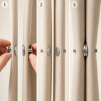 Three-step installation guide for magnetic curtain closure pins